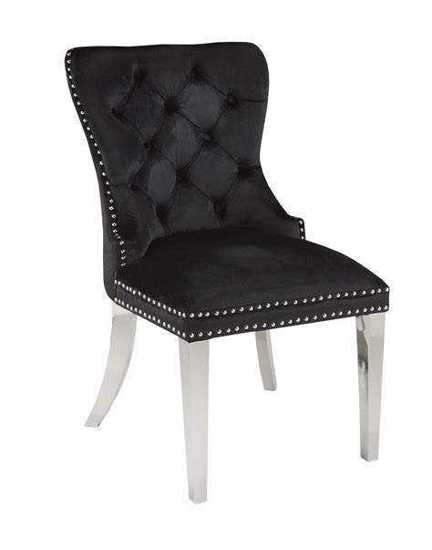 Transitional Black Velvet Dining Chair - Arrow Furniture