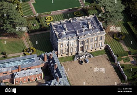 aerial view of Easton Neston country house mansion near Towcester ...