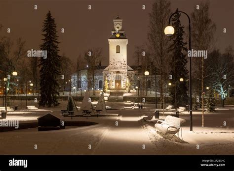 Kuopio Cathedral, completed in 1816 and style 19th century neoclassic, and Snellman Park on a ...