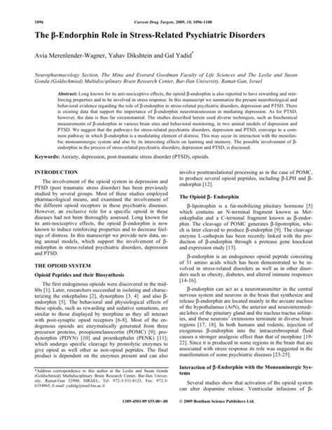 The β-Endorphin Role in Stress-Related Psychiatric Disorders