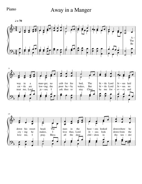 Away in a Manger (Piano) Sheet music for Piano (Solo) Easy | Musescore.com