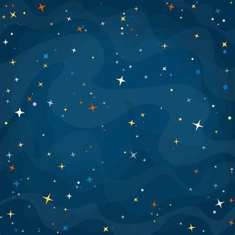 'Cartoon Space Background with Colorful Stars. Night Starry Sky. Vector ...