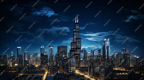 Premium AI Image | Night view of Willis Tower formerly Sears Tower