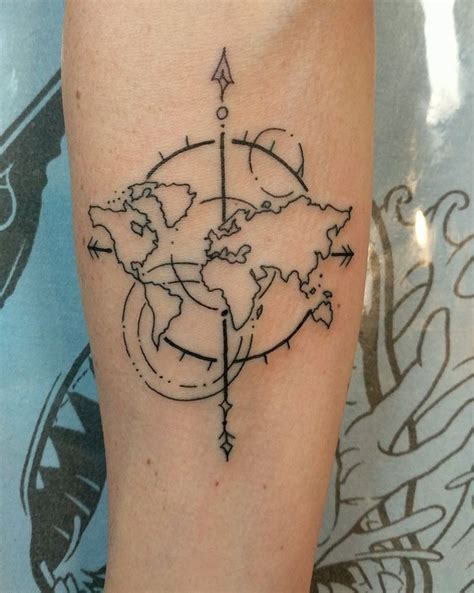 World map compass tattoo. | Globe tattoos, Inspirational tattoos, Tattoos