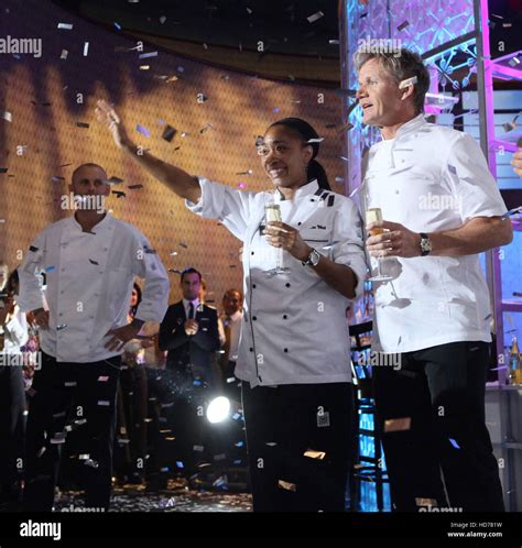 HELL'S KITCHEN, winning finalist Ja'Nel Witt (center), chef Gordon Ramsay (right), '2 Chefs ...