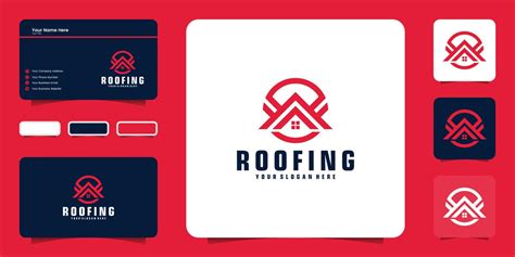 modern roof logo design inspiration with circle and business card ...