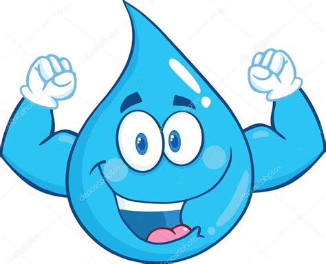 Water Drop Character Showing Muscle Arms — Stock Photo © HitToon #57859753