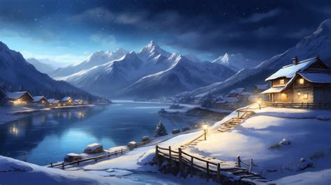 Snow House Mountain Lake 4K #8590i Wallpaper iPhone Phone