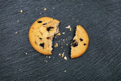 Broken Homemade Cookies with Chocolate on a Black Rough Background Stock Photo - Image of broken ...