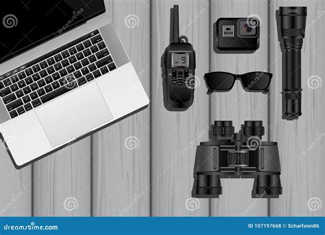 The Equipment of a Spy or Private Detective Stock Vector - Illustration ...