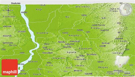 Physical Panoramic Map of Anambra