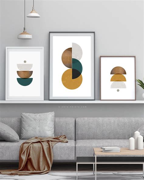 Mid Century Geometric Wall Art Set of 2 Prints Abstract - Etsy | Geometrische wandmalerei ...