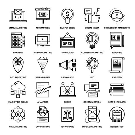 Abstract vector collection of line digital marketing icons. Elements ...