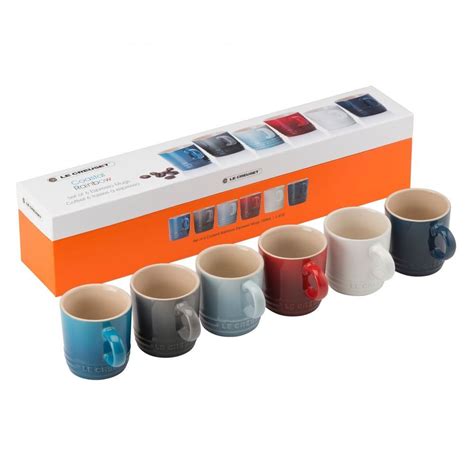 Le Creuset Stoneware Espresso Coffee Mug Set Of 6 Coastal Rainbow 100ml ...