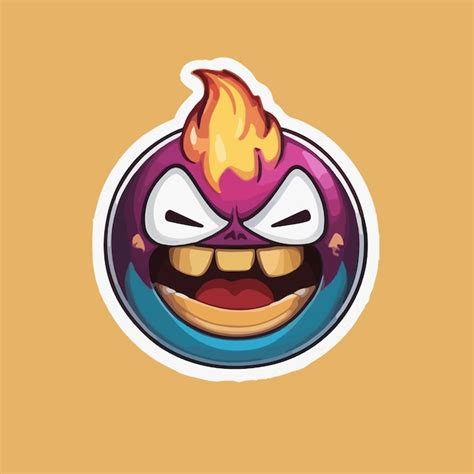 Premium Vector | Angry evil fire emoji stickers