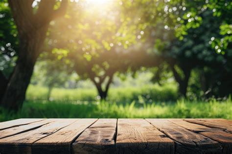 Premium Photo | Farm table displays products on nature background