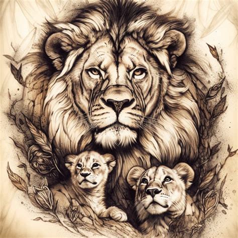 Pair Lion Lions Portrait Drawing Sketch Illustration Stock Illustration - Illustration of lions ...