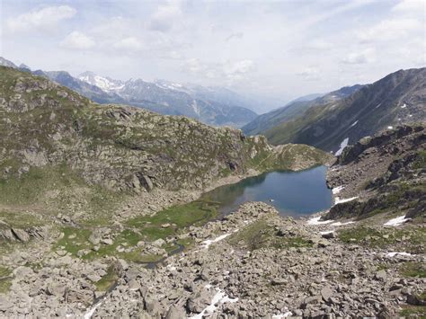 Aerial view of an Alpine lake in Switzerland stock photo