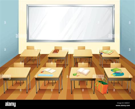 empty classroom with stationary on the desks Stock Vector Image & Art - Alamy