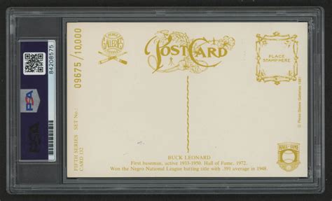 Buck Leonard Signed Perez-Steele Hall of Fame Plaque Postcard (PSA Encapsulated) | Pristine Auction