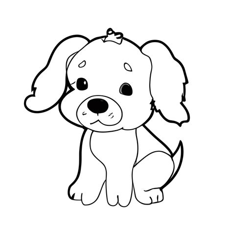 Simple Cute Baby Dog Coloring Page · Creative Fabrica