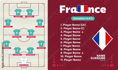 France line-up Football 2022 tournament final stage vector illustration ...