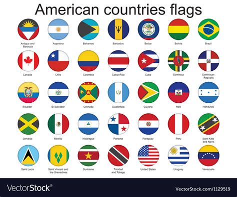 American countries flags Royalty Free Vector Image