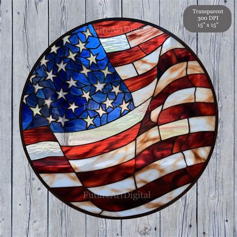 Stained Glass American Flag Digital Print, American Flag Printable Wall ...