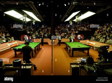 The Crucible Theatre arena during the 2004 World Snooker Championships ...