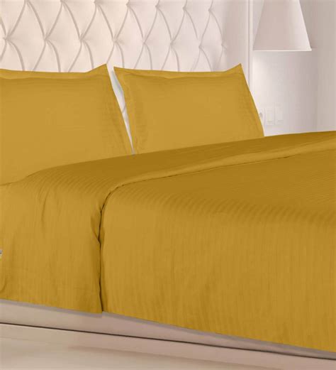Buy Yellow Solid 210 TC 100% Cotton 1 Double King Size Bedsheet With 2 ...
