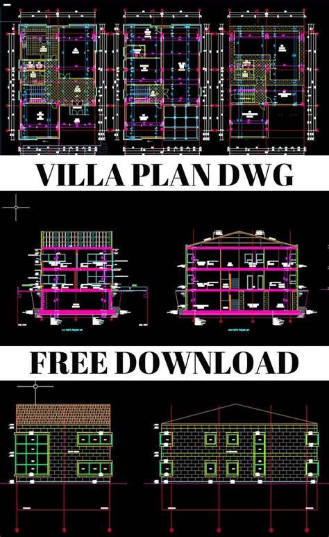 Villa Plan Dwg Free Download | Mimari, Tasarım