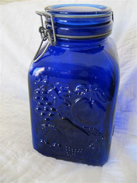 Vintage Cobalt Blue Glass Jar Canister - Beautiful Cobalt Canister ...