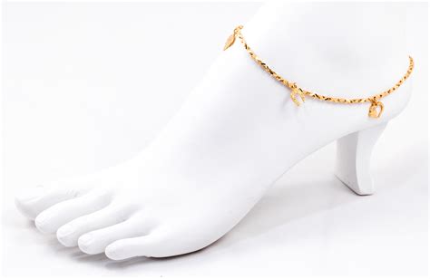 YELLOW GOLD ANKLETS, 21K, YGANKL005, Weight: 3.3g - Baladna Jewelry