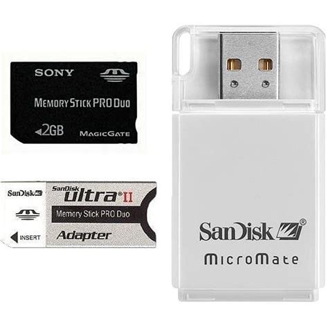 Sony 2GB Memory Stick Pro Duo Plus SanDisk Reader and Adapter - 12506811 - Overstock.com ...