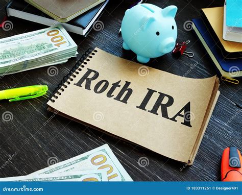 Roth IRA Retirement Plan and Piggy Bank Stock Image - Image of concept ...