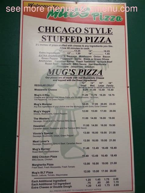 Online Menu of Mugs Pizza & Ribs Restaurant, Schaumburg, Illinois ...