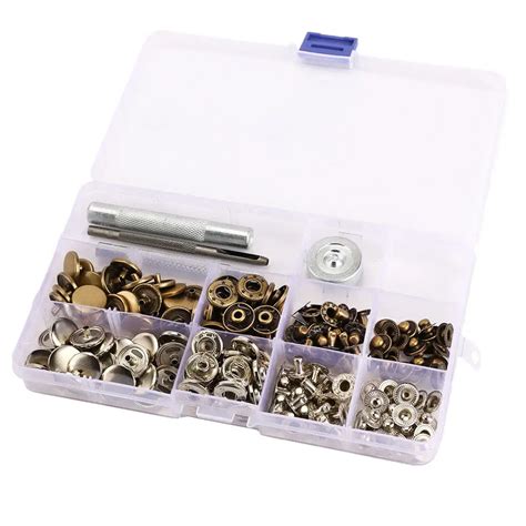 50 pcs Snap Fasteners Kit Metal Snap Buttons Press Studs Clothing Snaps ...