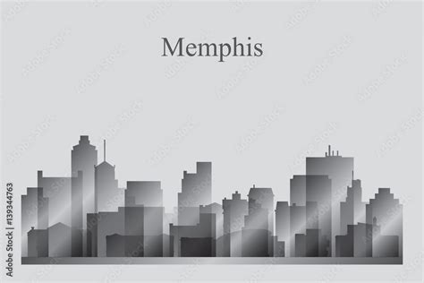 Memphis city skyline silhouette in grayscale Stock Vector | Adobe Stock