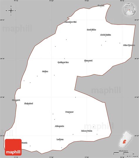 Gray Simple Map of Multan, cropped outside