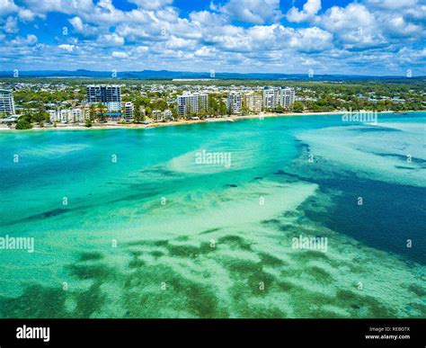 Aerial view of Golden Beach and the Caloundra area across through the Pumicestone Passage on the ...