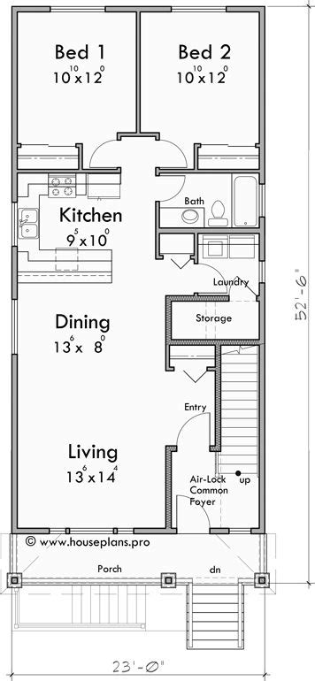 Narrow Lot, Stacked Units, Triplex House Plan | Narrow lot house plans ...