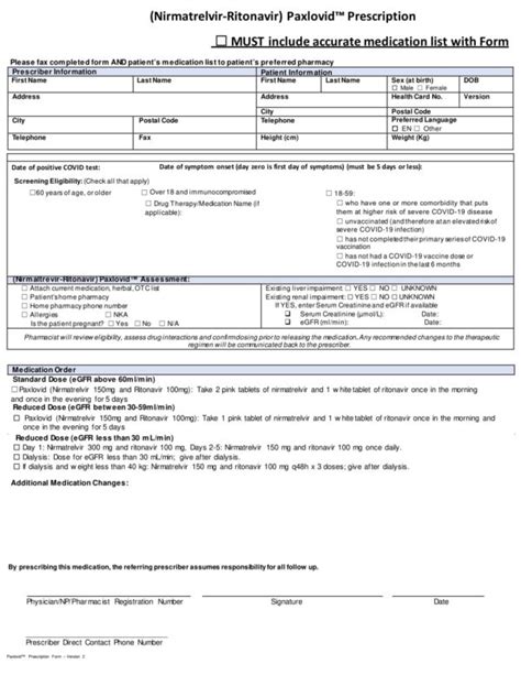 Paxlovid Prescription Form for Ontario - World OSCAR