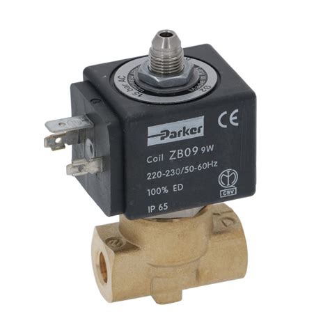 3-Way Solenoid Valve 1/8" BSPF - 1/8" BSPM conical outlet - 230V - 9W - ZB09 - PARKER - ESPRESSO ...