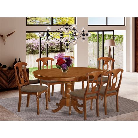 Buy Dining Room Set-Oval Dining Table With Leaf And Chairs-Finish ...