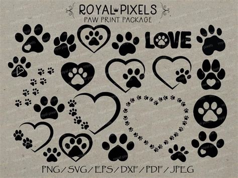 Paw Print Silhouettes Dog Paw Cat Paw Pets I Love Dogs I - Etsy ...