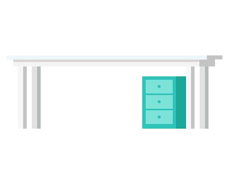 White Desk With Teal Drawers Minimalist Office Furniture Modern Home ...