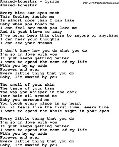 Love Song Lyrics for:Amazed-Lonestar