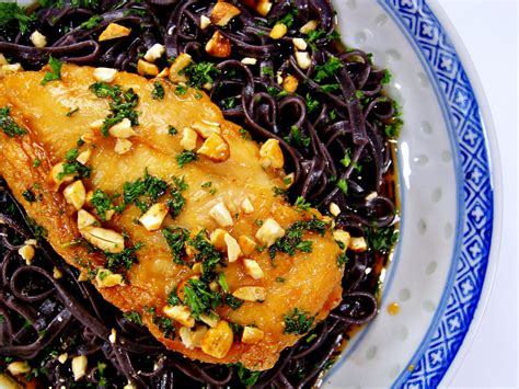 Glazed Chicken Shichimi, Black Rice Noodles | Edible Aria