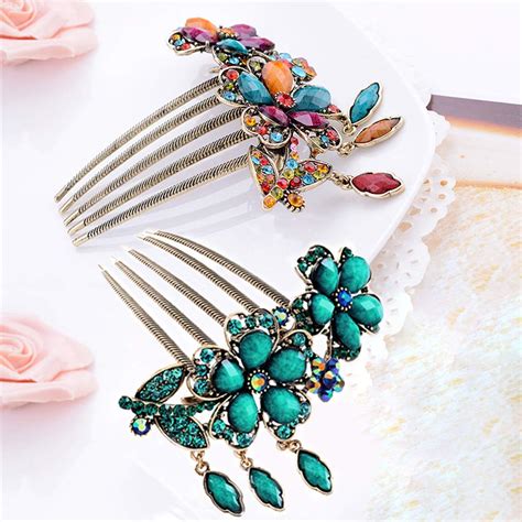 Women Hair Combs Accessories, MERYSAN Retro Decorative Fashion Hair Comb Clips – Rhinestone ...