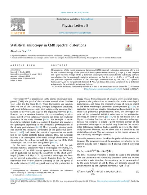 (PDF) Statistical anisotropy in CMB spectral distortions